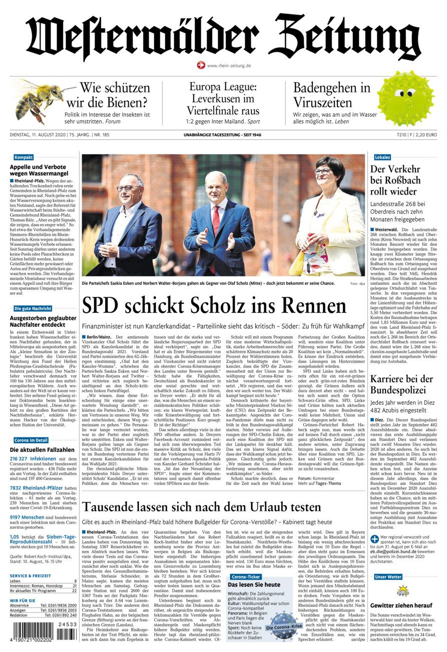Westerwälder Zeitung vom Dienstag, 11.08.2020
