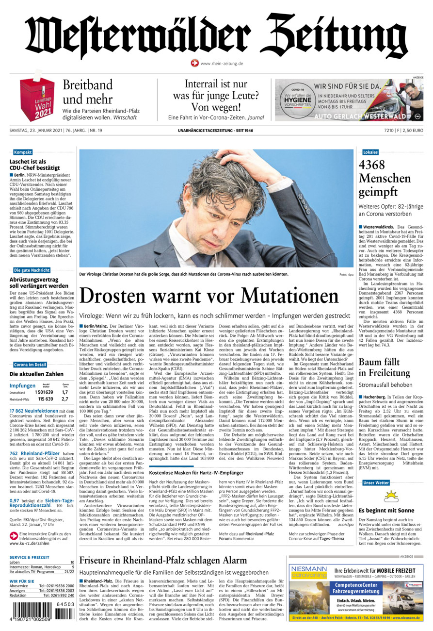 Westerwälder Zeitung vom Samstag, 23.01.2021