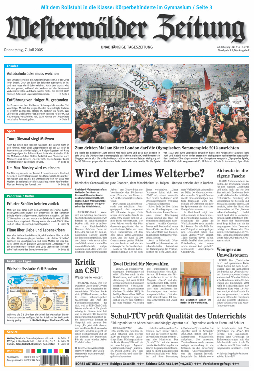 Westerwälder Zeitung vom Donnerstag, 07.07.2005