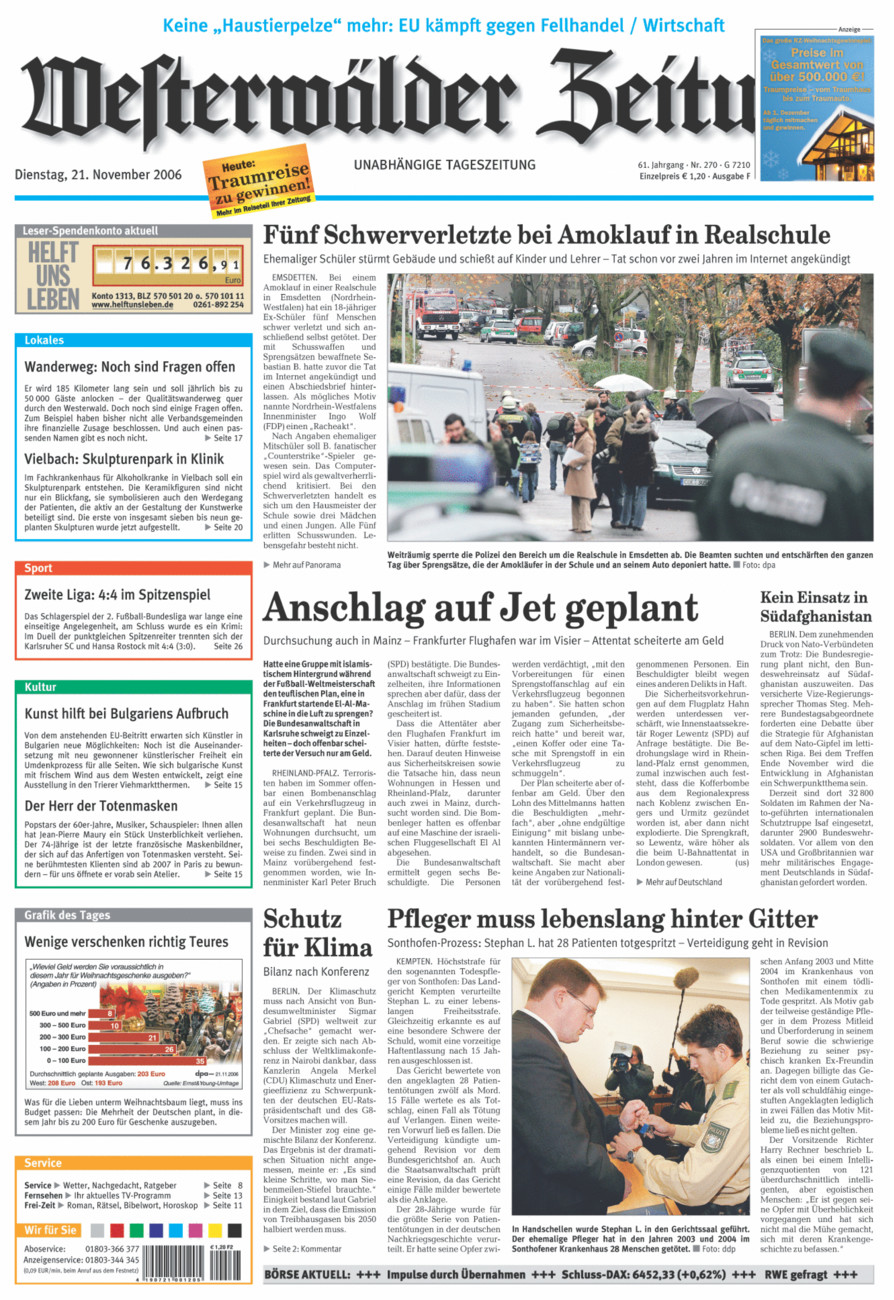 Westerwälder Zeitung vom Dienstag, 21.11.2006