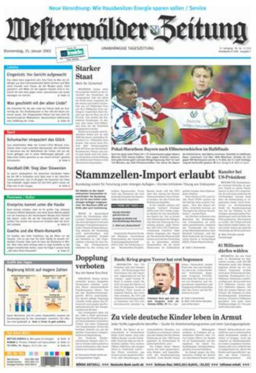 Westerwälder Zeitung vom Donnerstag, 31.01.2002