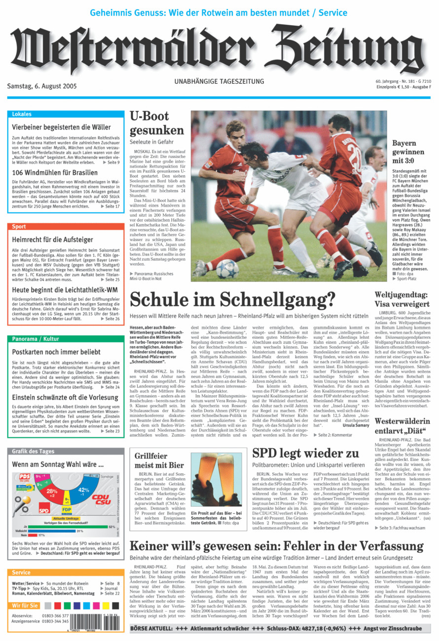 Westerwälder Zeitung vom Samstag, 06.08.2005