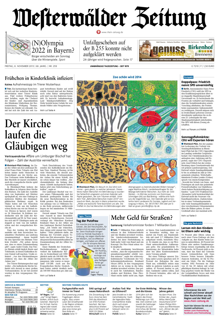 Westerwälder Zeitung vom Freitag, 08.11.2013