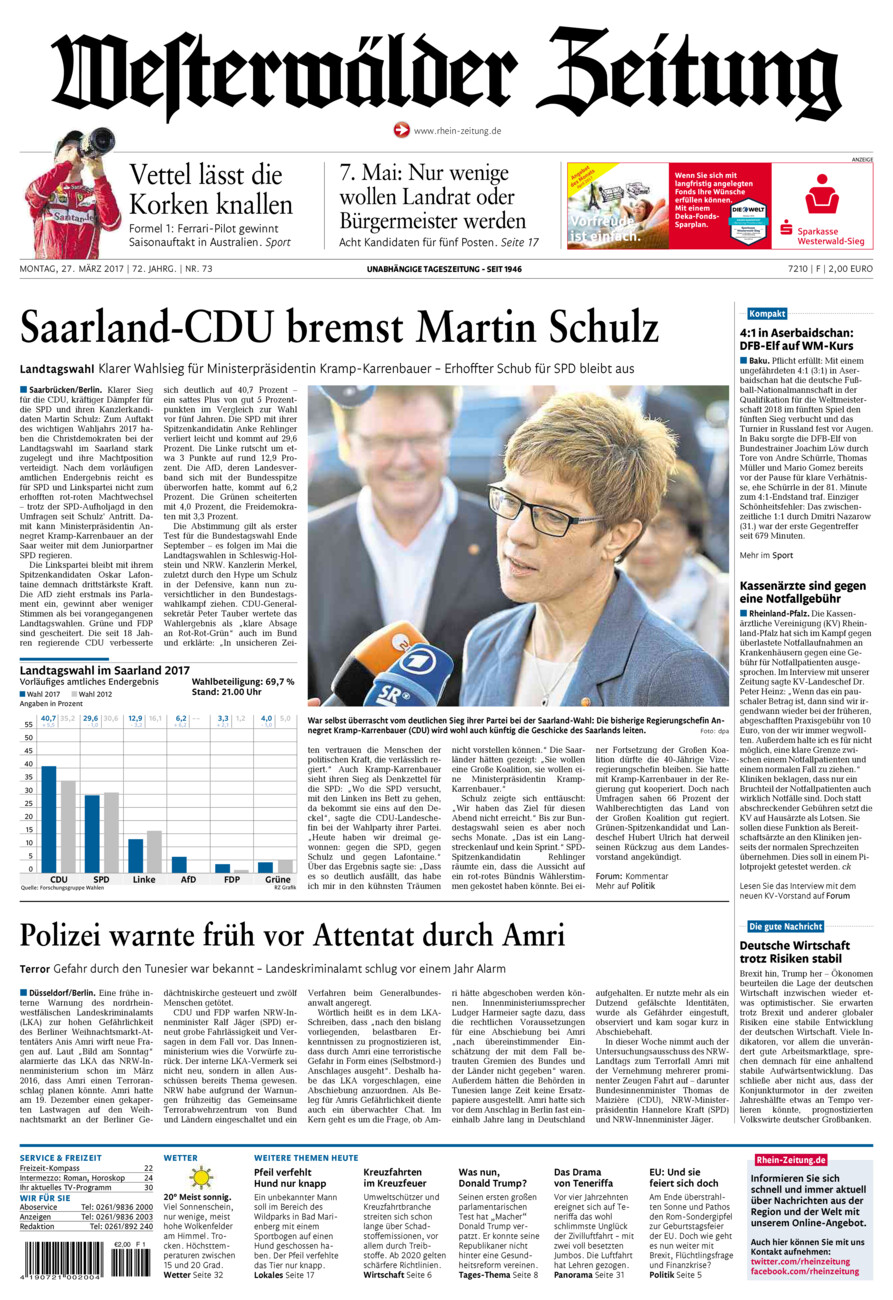 Westerwälder Zeitung vom Montag, 27.03.2017