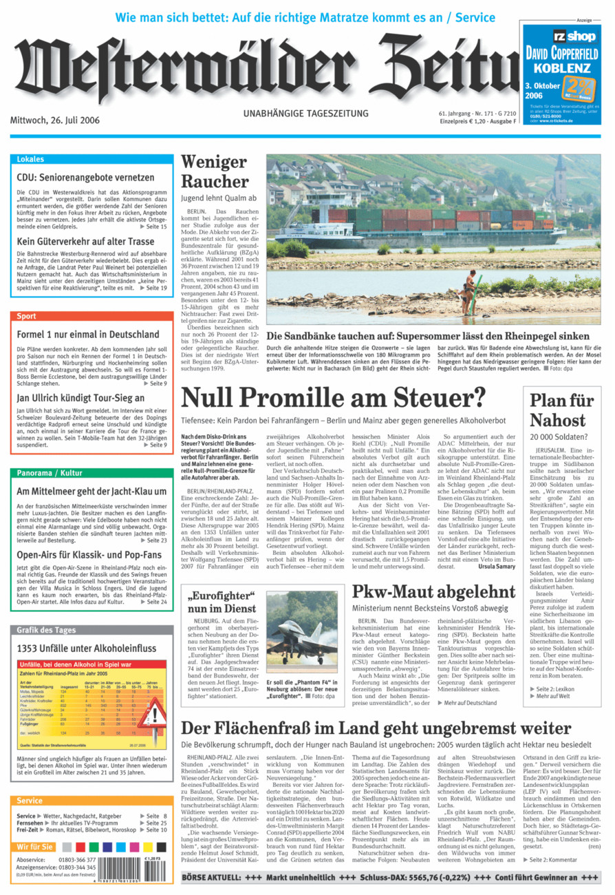 Westerwälder Zeitung vom Mittwoch, 26.07.2006