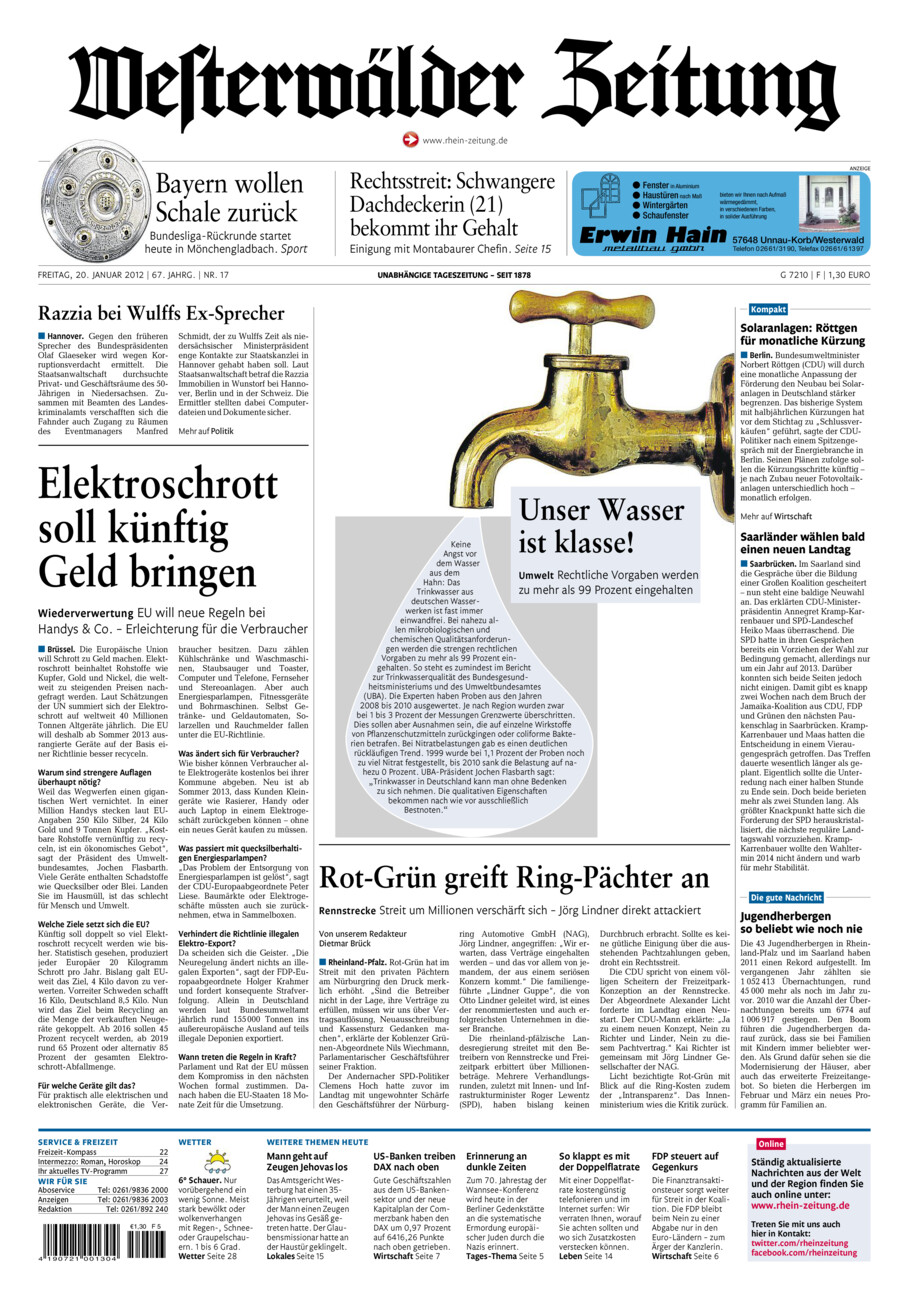 Westerwälder Zeitung vom Freitag, 20.01.2012