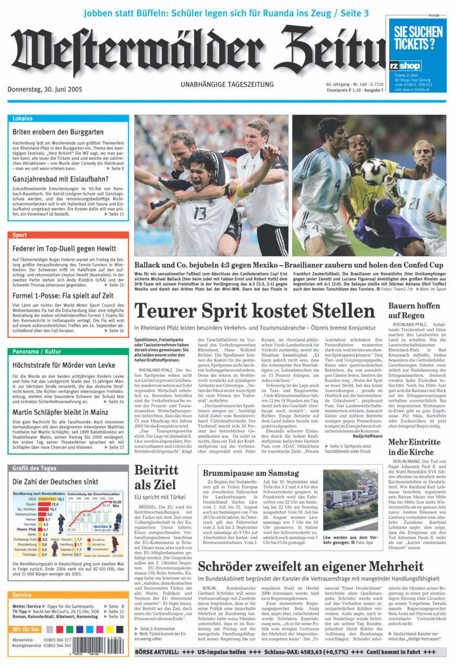 Westerwälder Zeitung vom Donnerstag, 30.06.2005