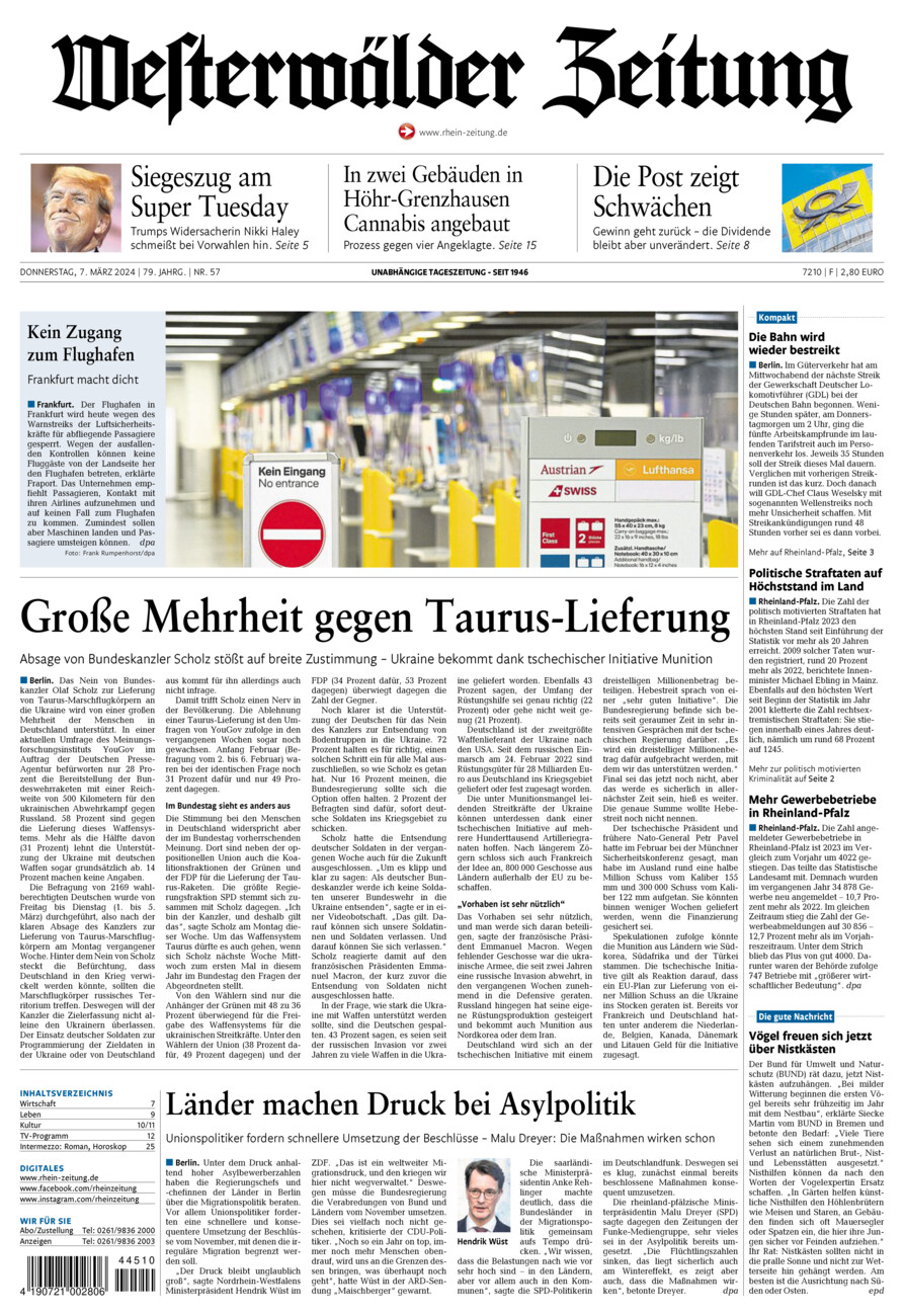 Westerwälder Zeitung vom Donnerstag, 07.03.2024