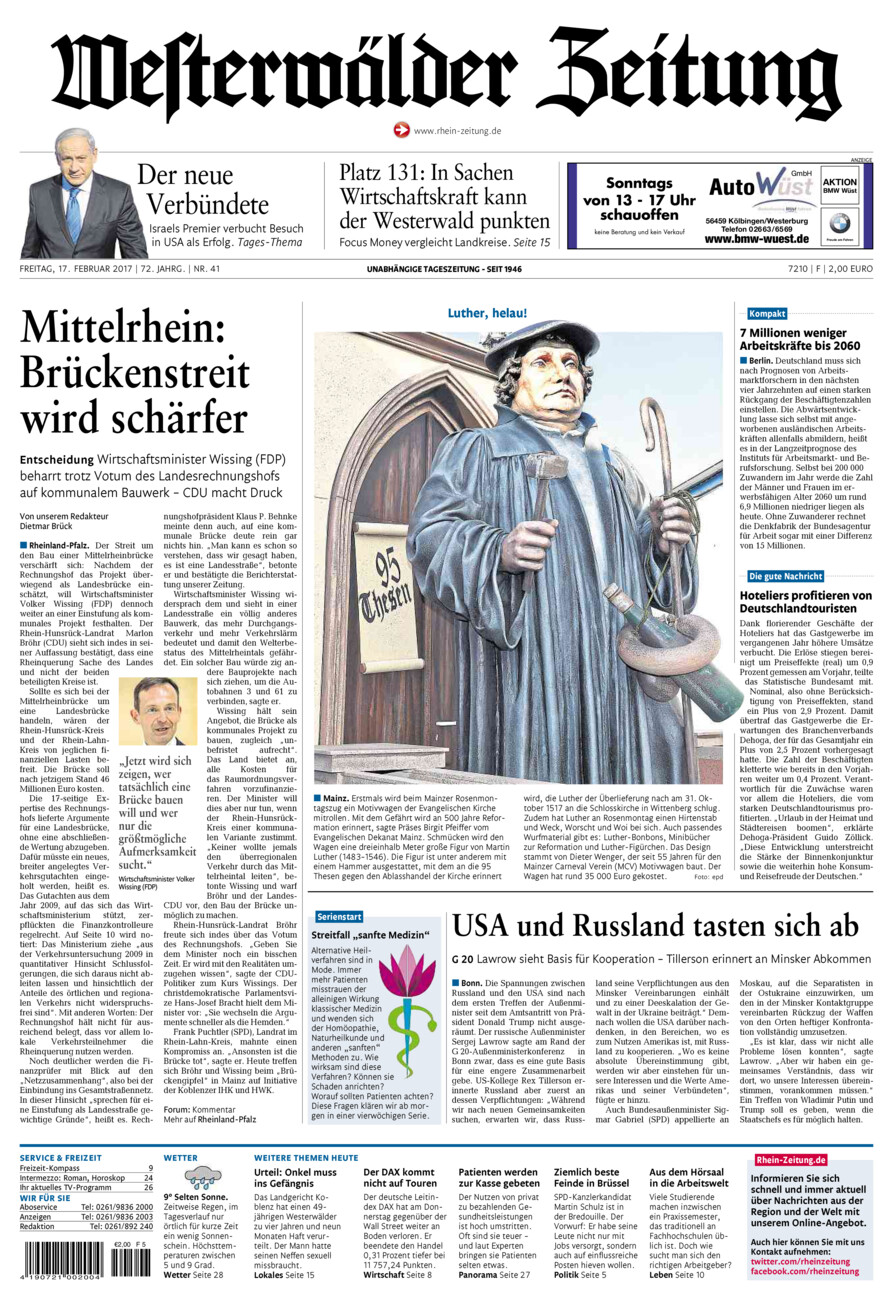Westerwälder Zeitung vom Freitag, 17.02.2017