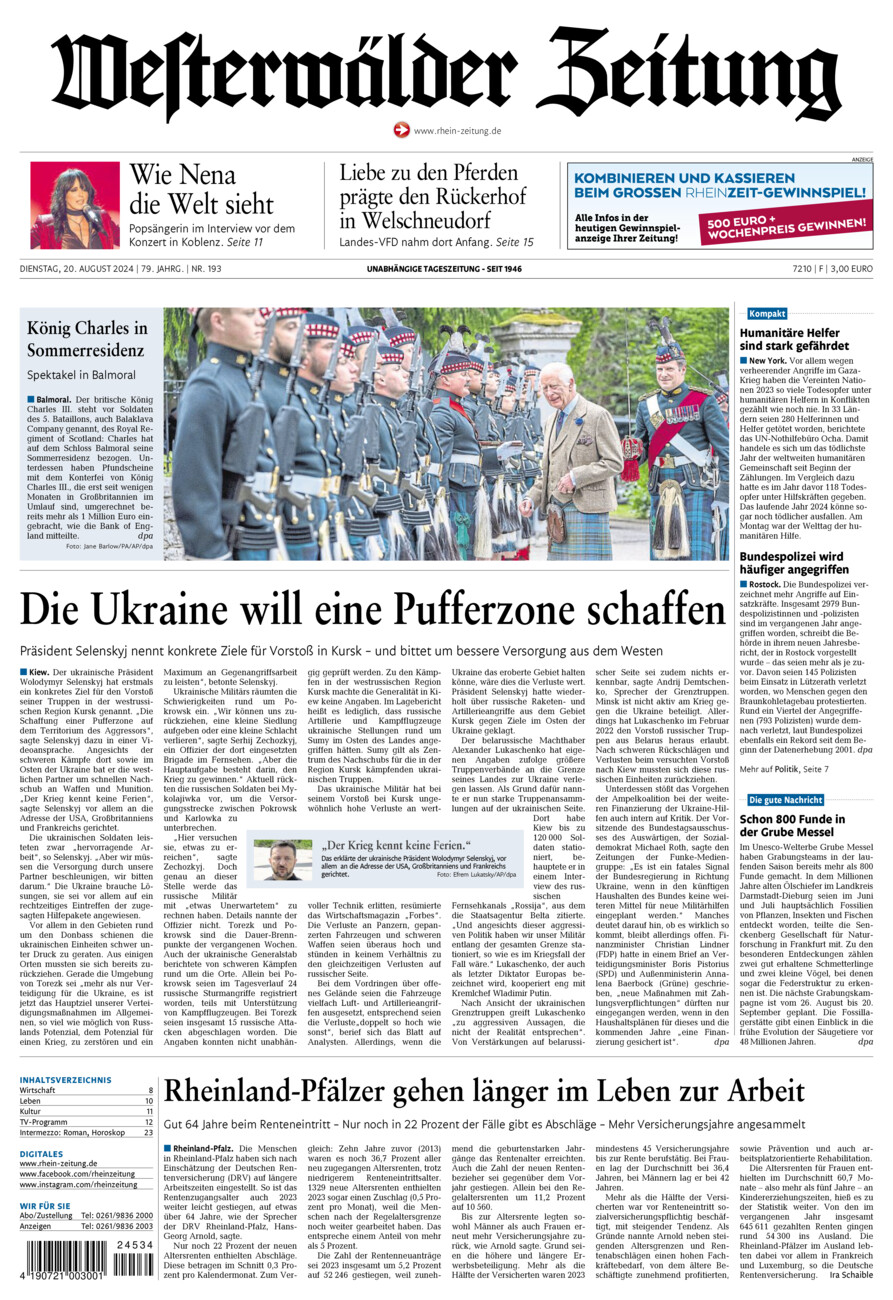 Westerwälder Zeitung vom Dienstag, 20.08.2024