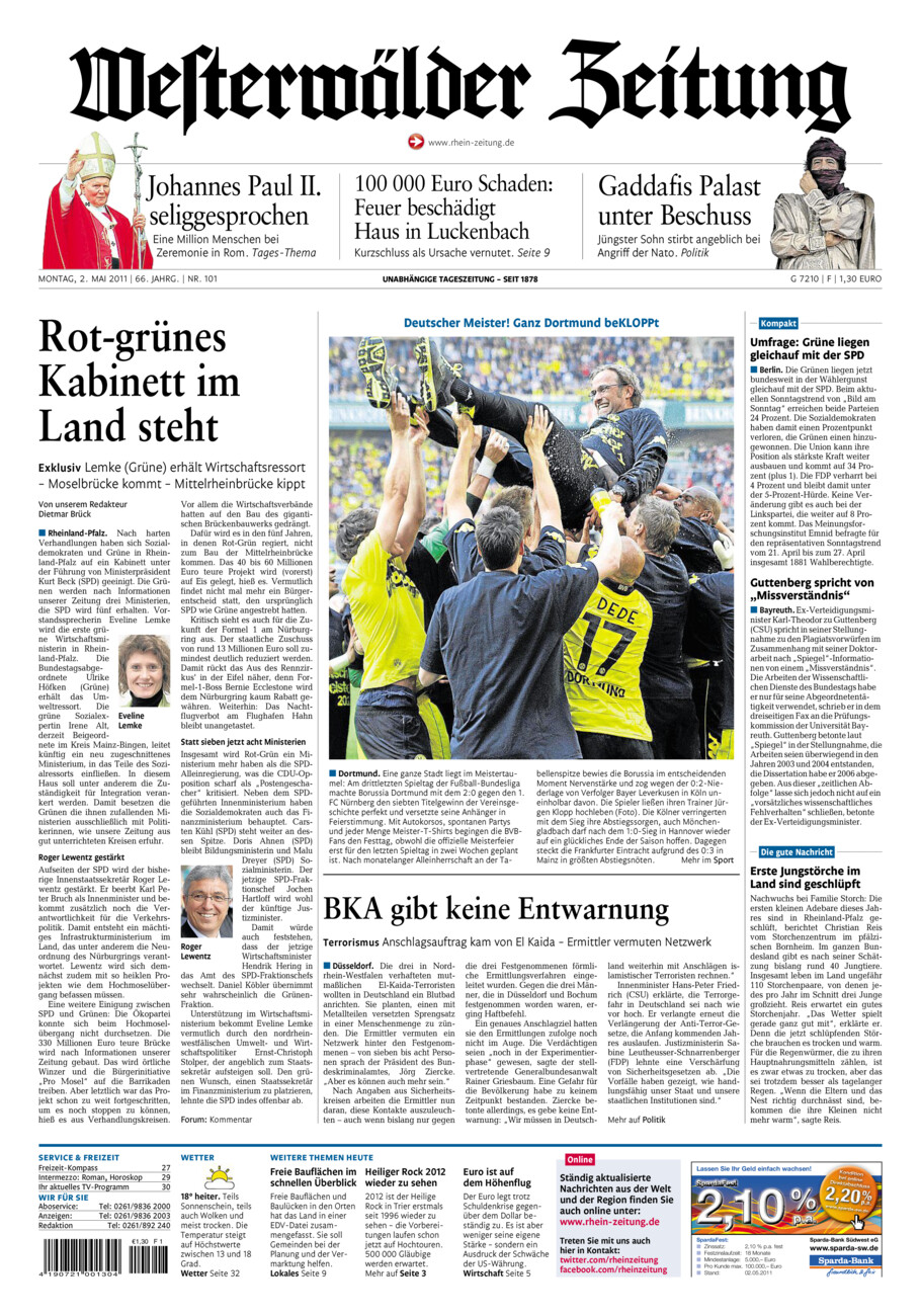 Westerwälder Zeitung vom Montag, 02.05.2011