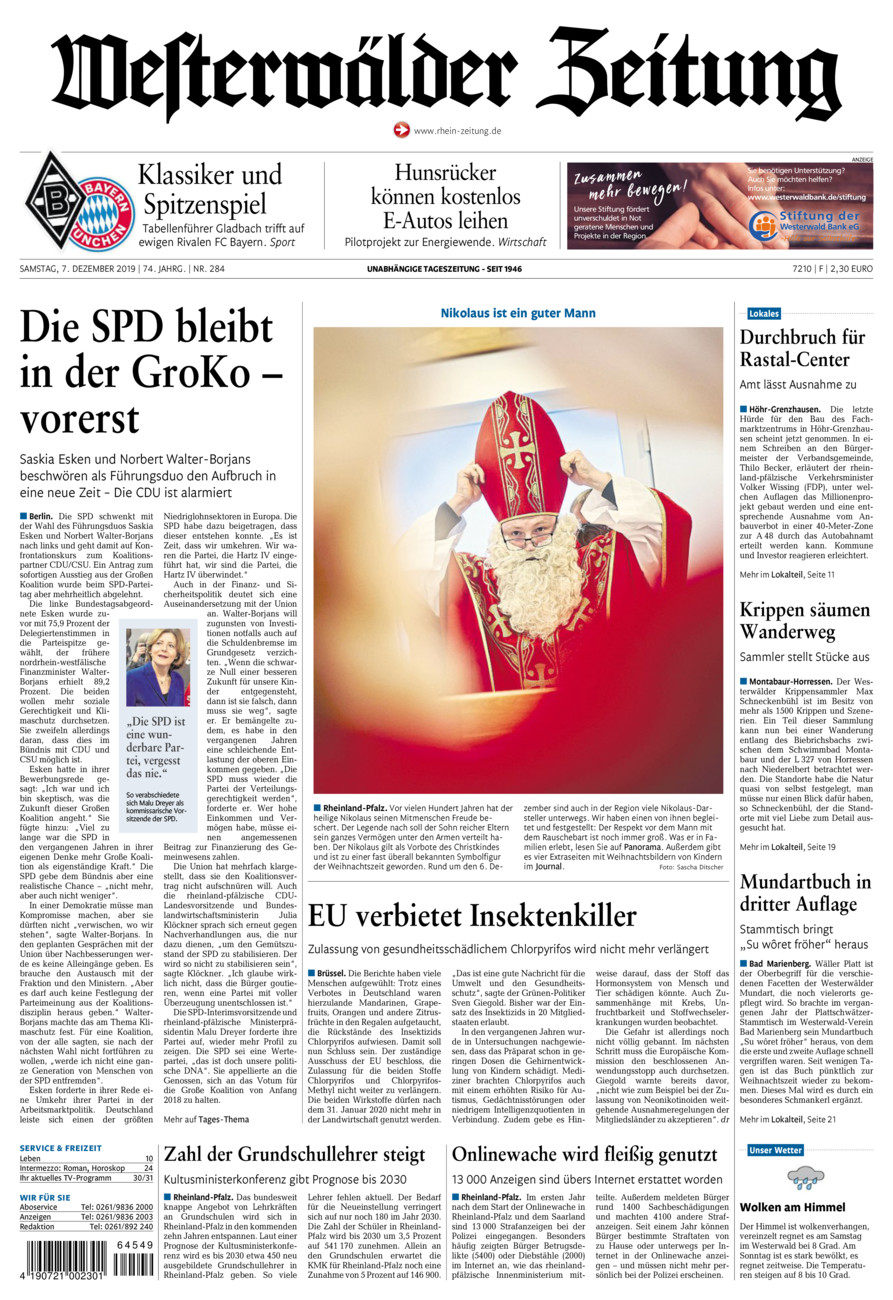Westerwälder Zeitung vom Samstag, 07.12.2019