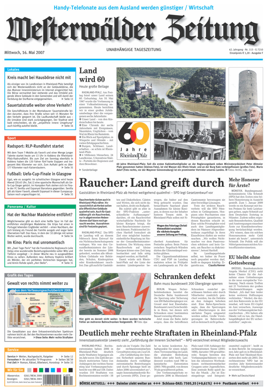 Westerwälder Zeitung vom Mittwoch, 16.05.2007
