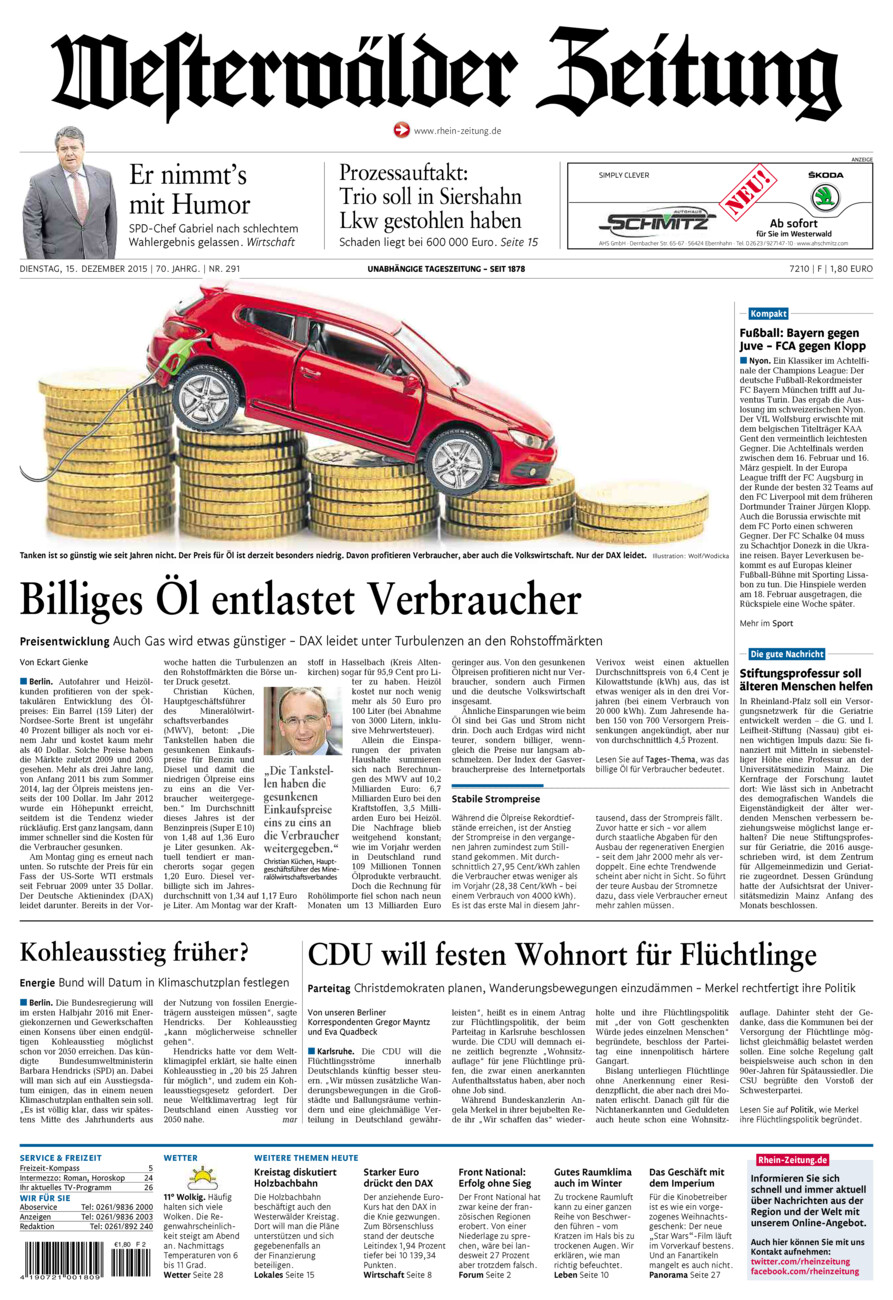 Westerwälder Zeitung vom Dienstag, 15.12.2015