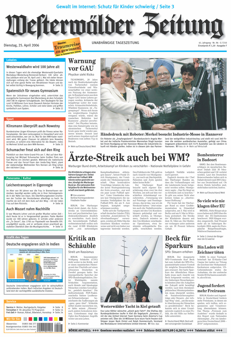 Westerwälder Zeitung vom Dienstag, 25.04.2006
