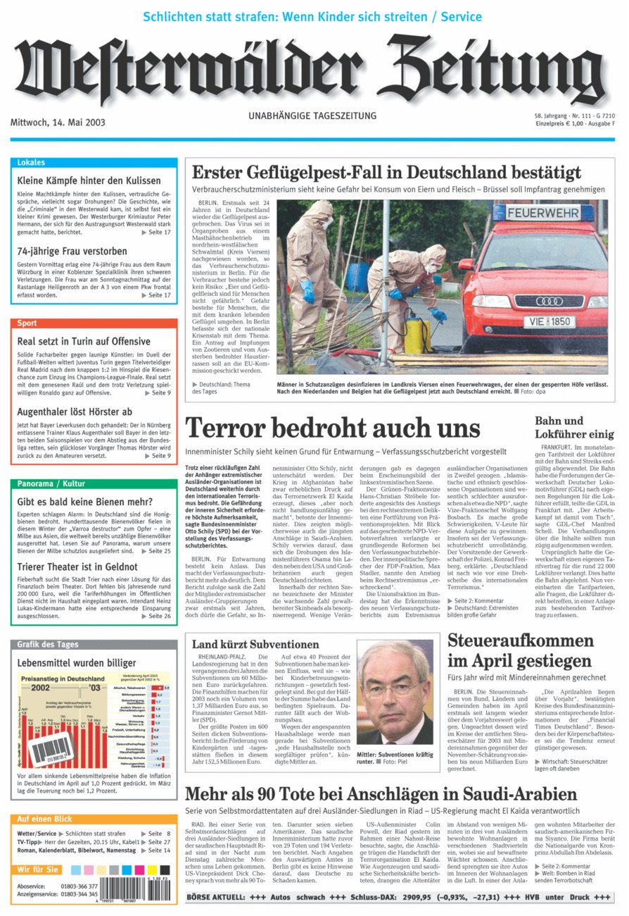 Westerwälder Zeitung vom Mittwoch, 14.05.2003