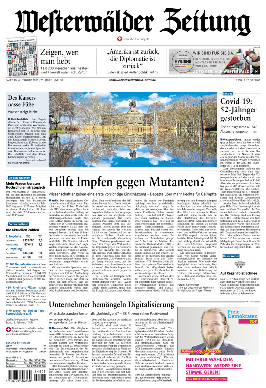 Westerwälder Zeitung vom Samstag, 06.02.2021