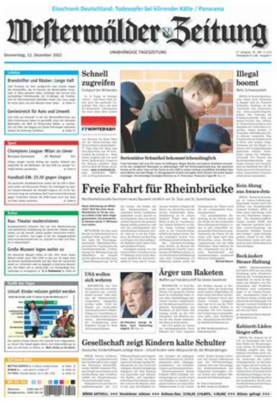 Westerwälder Zeitung vom Donnerstag, 12.12.2002