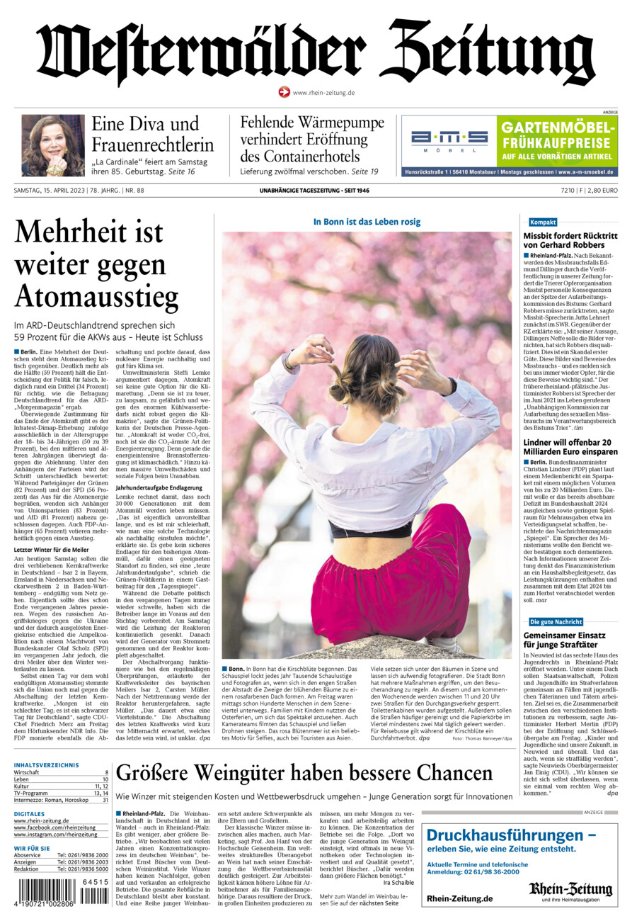 Westerwälder Zeitung vom Samstag, 15.04.2023