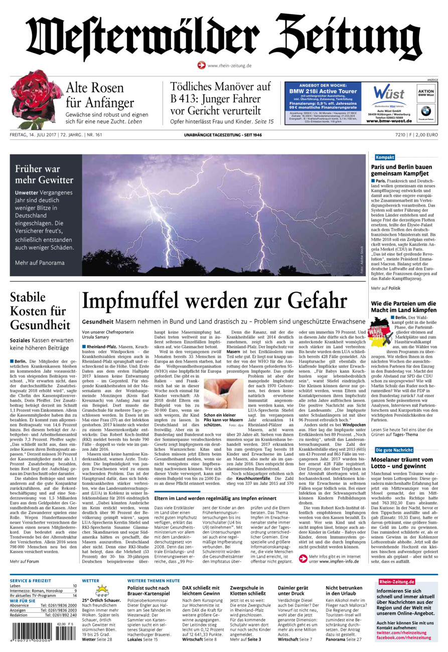 Westerwälder Zeitung vom Freitag, 14.07.2017