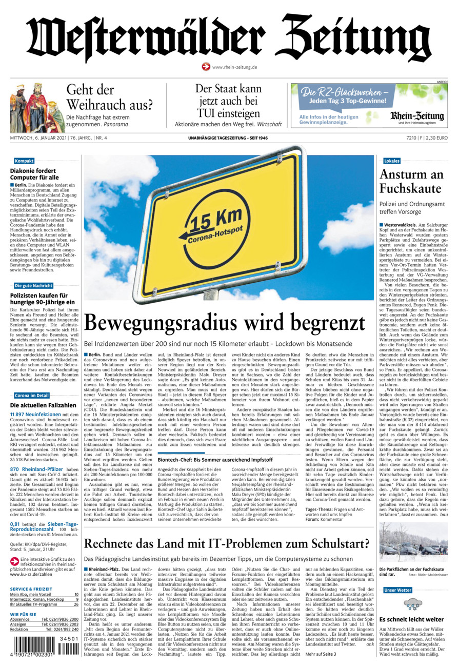 Westerwälder Zeitung vom Mittwoch, 06.01.2021