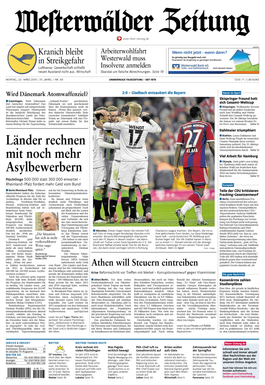 Westerwälder Zeitung vom Montag, 23.03.2015