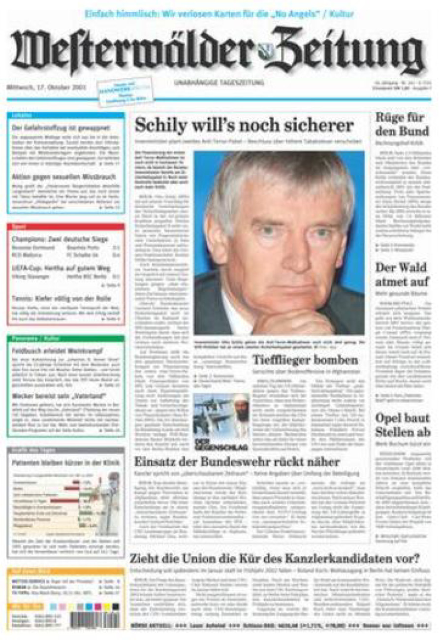 Westerwälder Zeitung vom Mittwoch, 17.10.2001