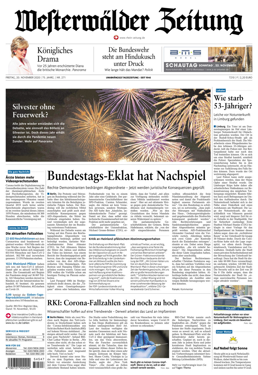 Westerwälder Zeitung vom Freitag, 20.11.2020