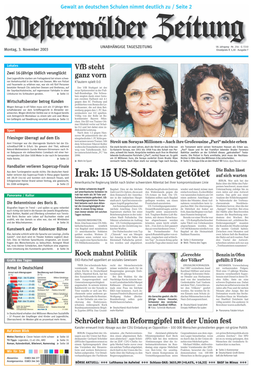 Westerwälder Zeitung vom Montag, 03.11.2003