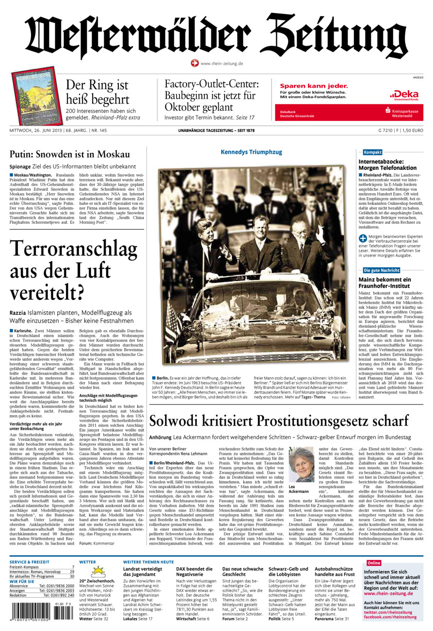 Westerwälder Zeitung vom Mittwoch, 26.06.2013