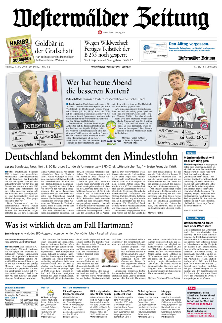 Westerwälder Zeitung vom Freitag, 04.07.2014