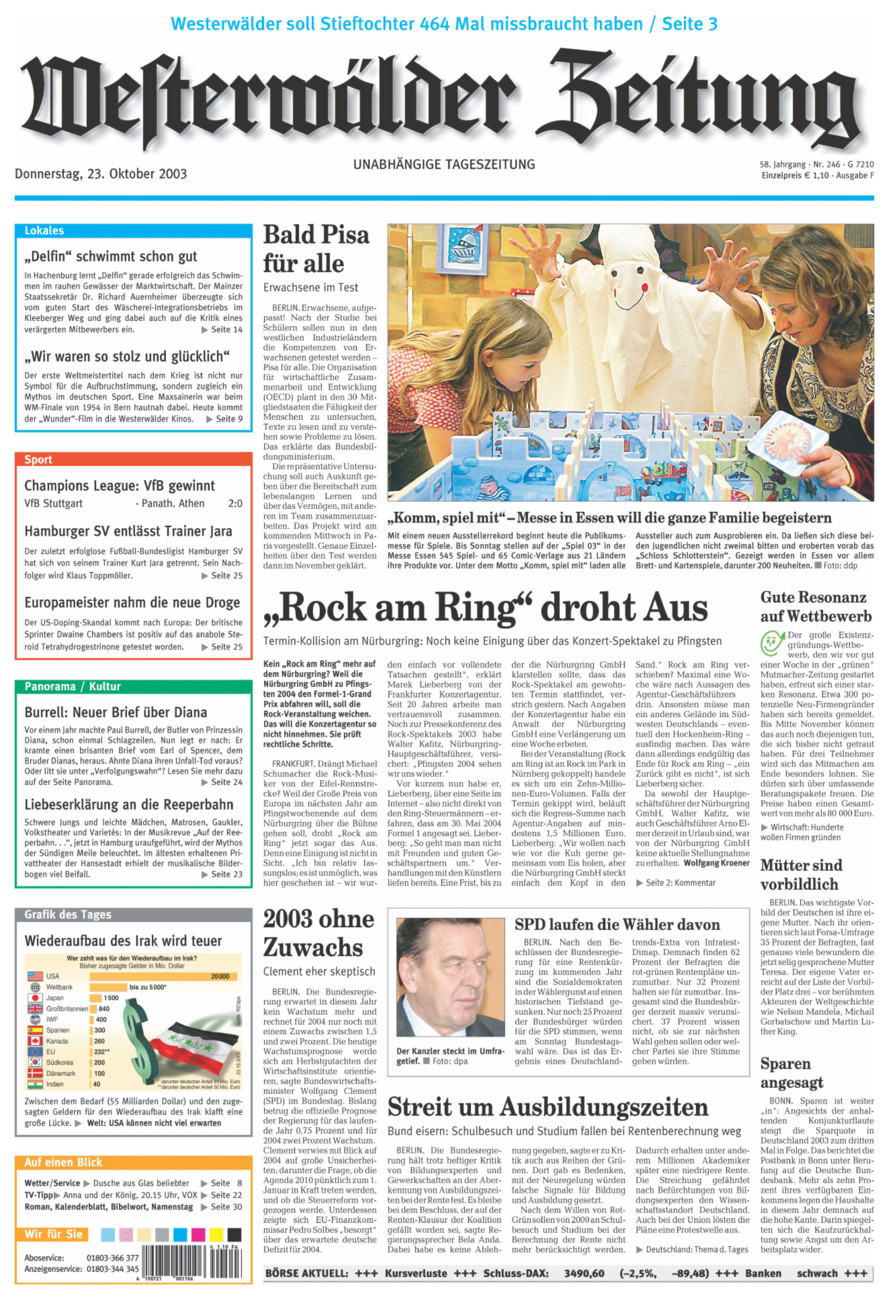 Westerwälder Zeitung vom Donnerstag, 23.10.2003