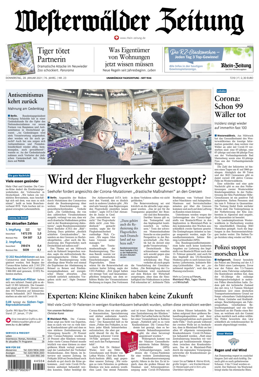 Westerwälder Zeitung vom Donnerstag, 28.01.2021
