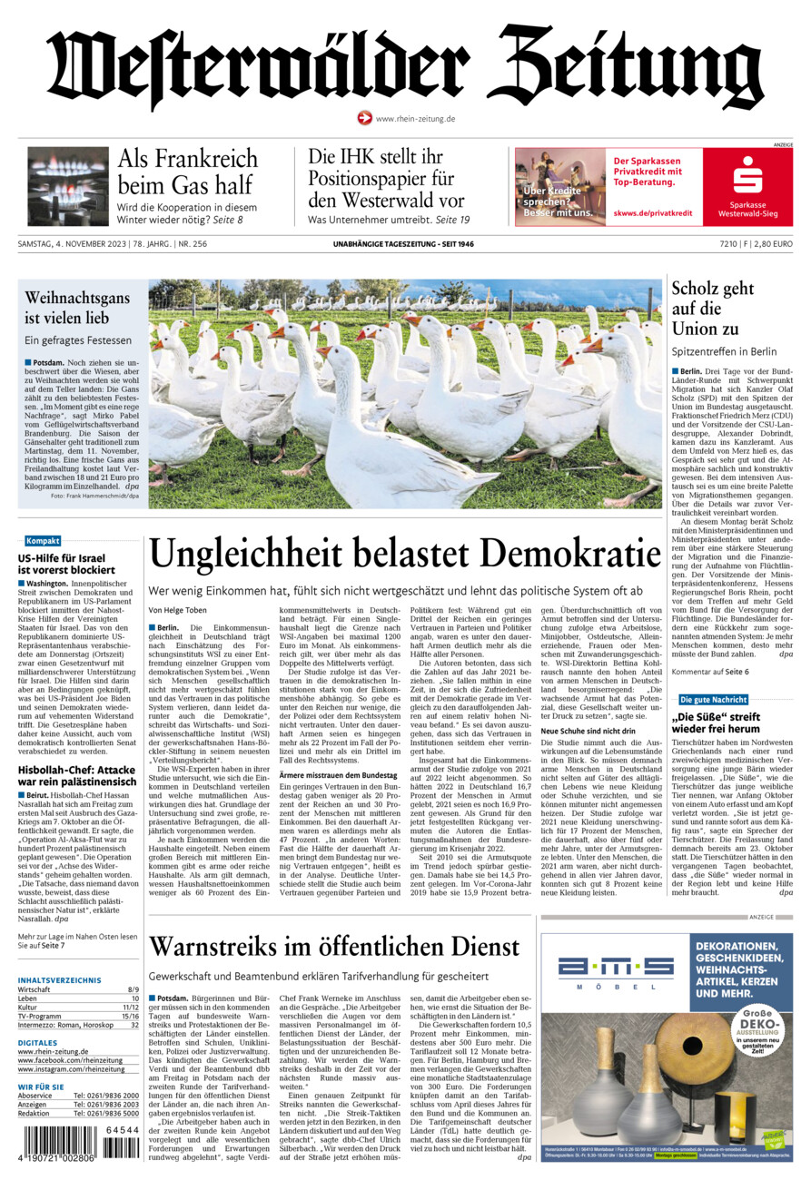 Westerwälder Zeitung vom Samstag, 04.11.2023