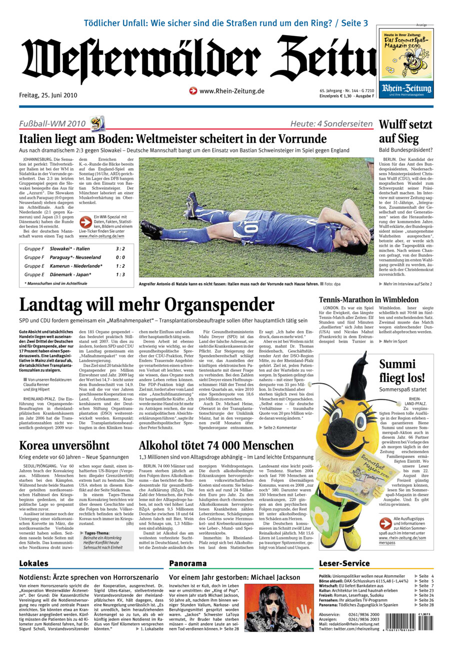 Westerwälder Zeitung vom Freitag, 25.06.2010