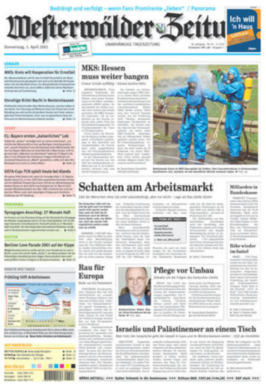 Westerwälder Zeitung vom Donnerstag, 05.04.2001