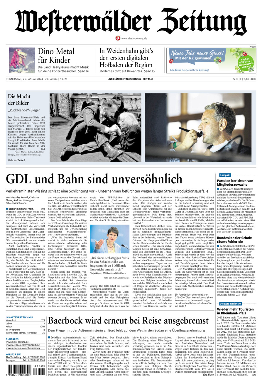 Westerwälder Zeitung vom Donnerstag, 25.01.2024