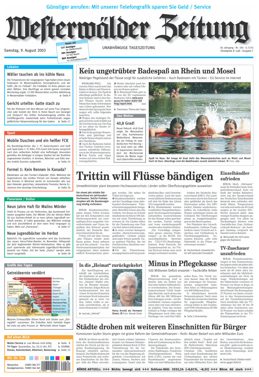 Westerwälder Zeitung vom Samstag, 09.08.2003
