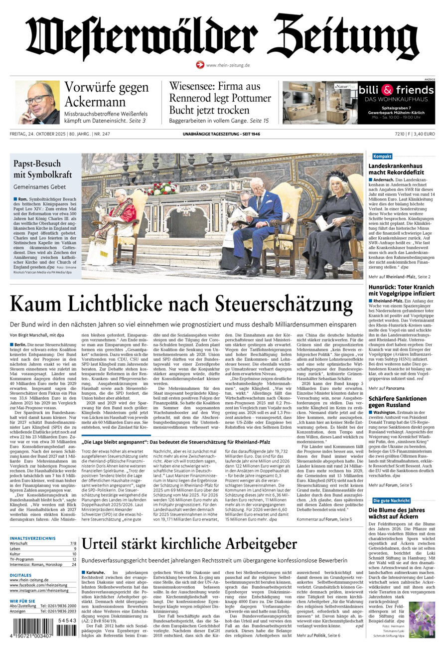 Westerwälder Zeitung vom Freitag, 24.10.2025