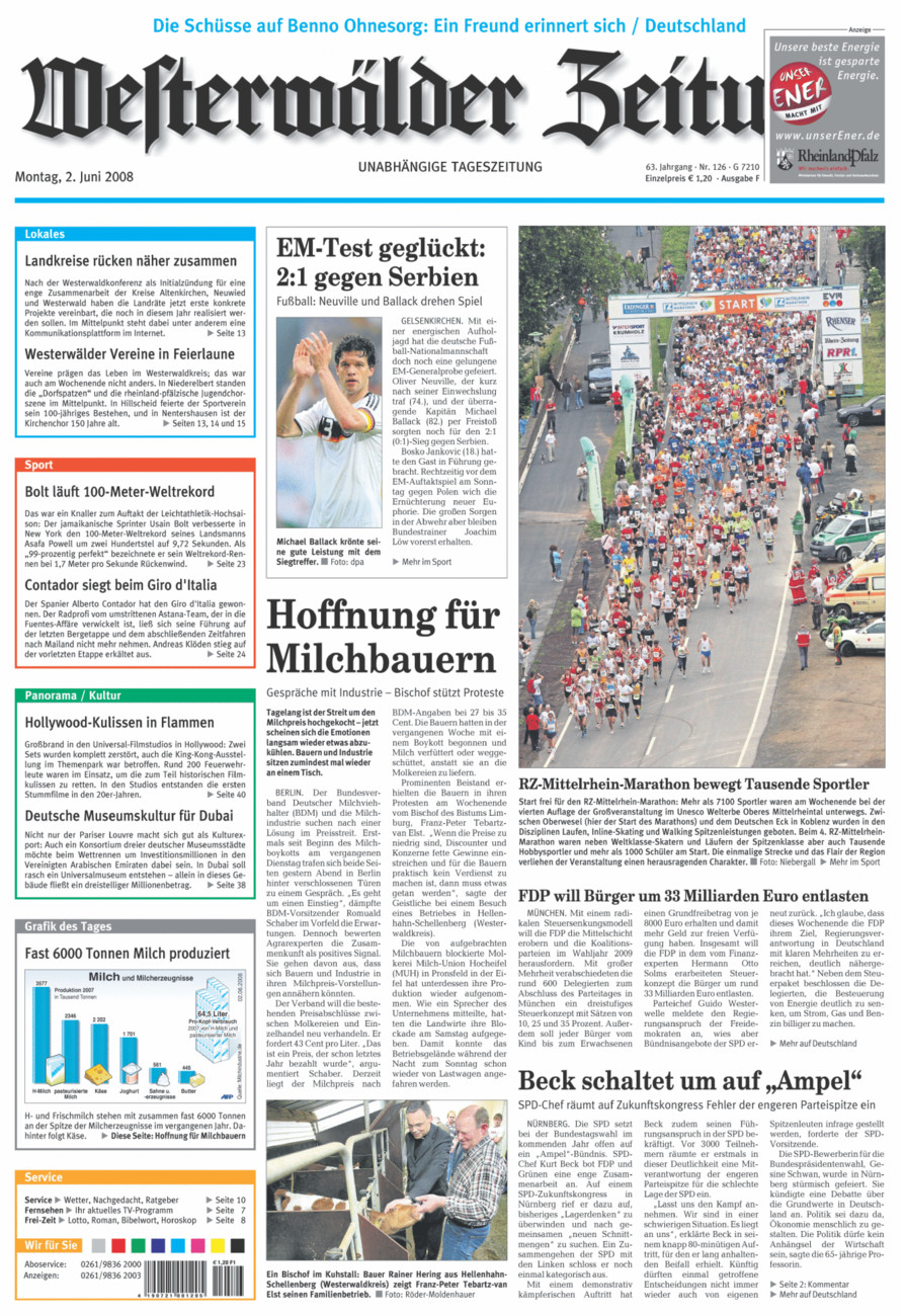 Westerwälder Zeitung vom Montag, 02.06.2008