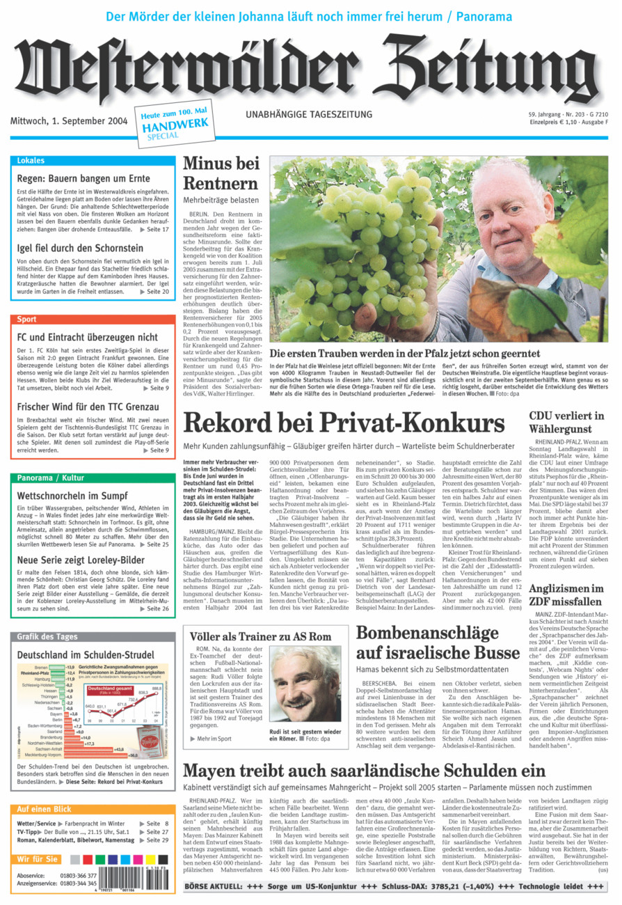 Westerwälder Zeitung vom Mittwoch, 01.09.2004