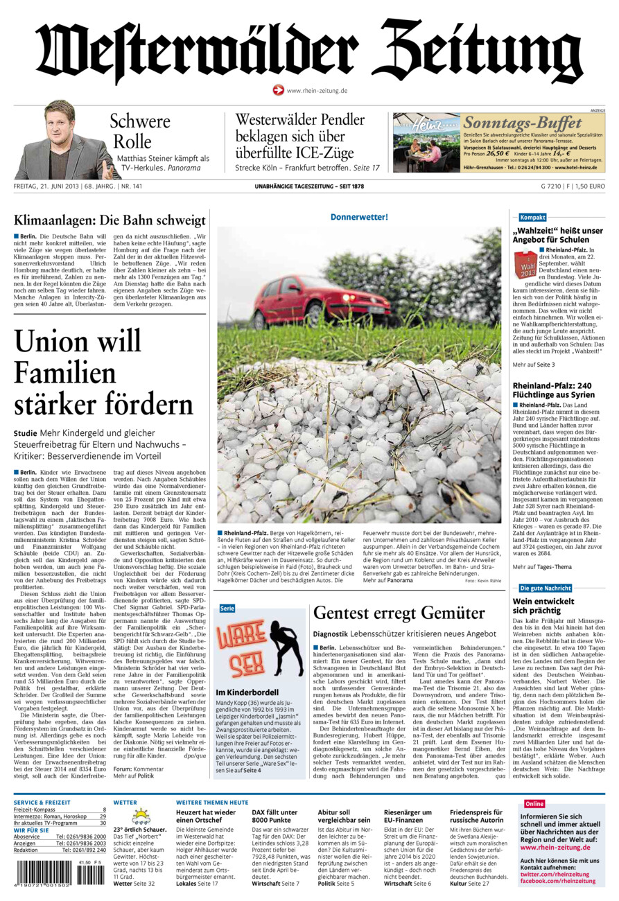 Westerwälder Zeitung vom Freitag, 21.06.2013