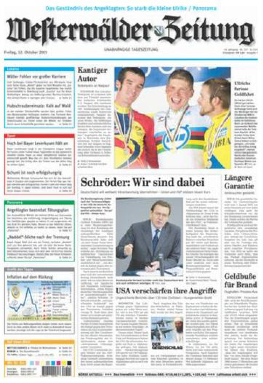 Westerwälder Zeitung vom Freitag, 12.10.2001