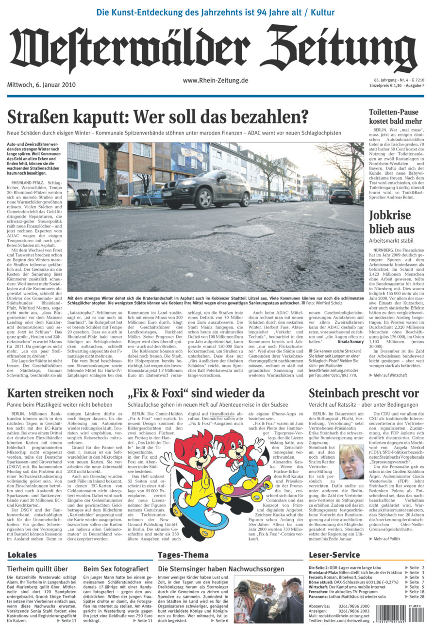 Westerwälder Zeitung vom Mittwoch, 06.01.2010