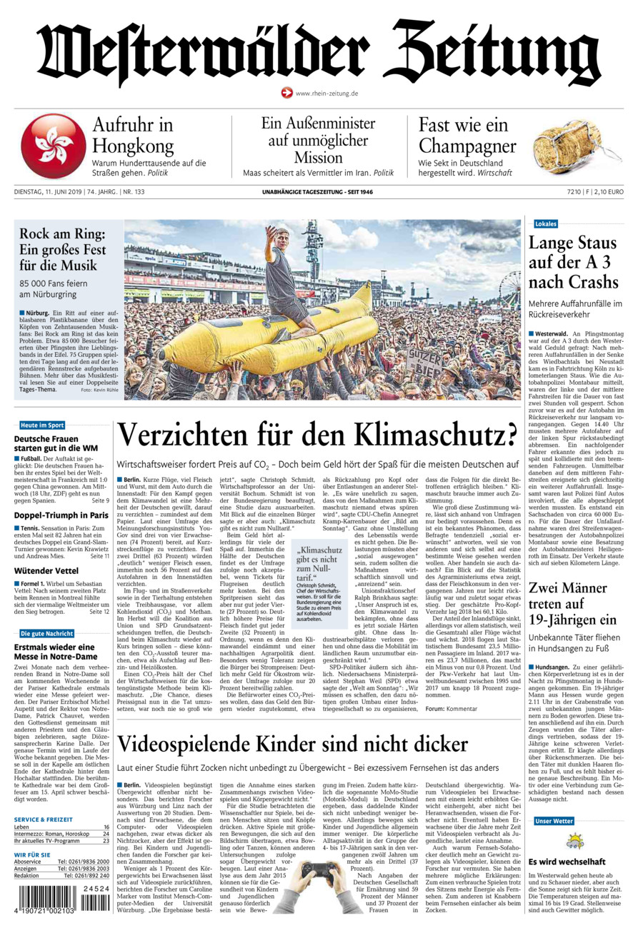 Westerwälder Zeitung vom Dienstag, 11.06.2019