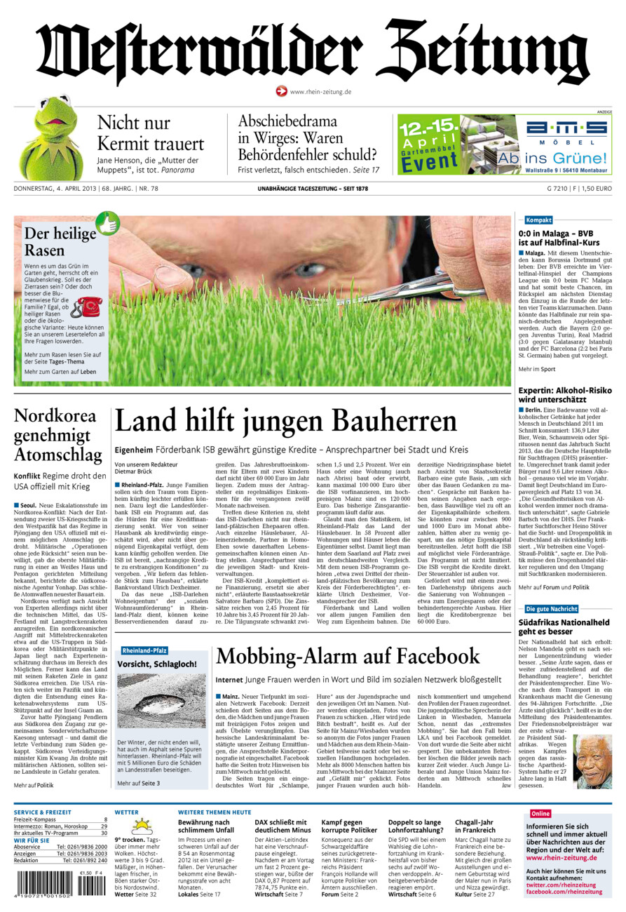 Westerwälder Zeitung vom Donnerstag, 04.04.2013