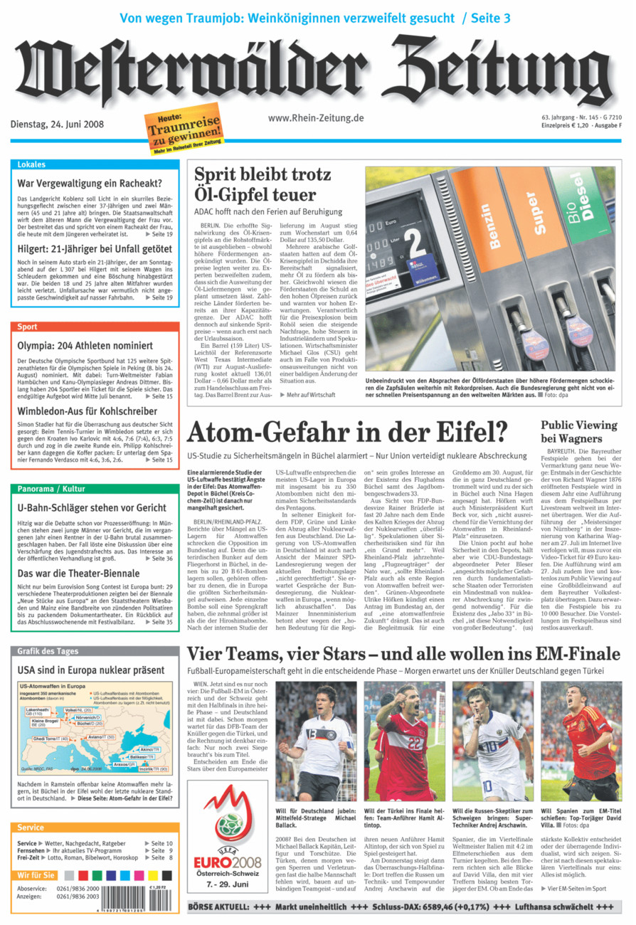 Westerwälder Zeitung vom Dienstag, 24.06.2008