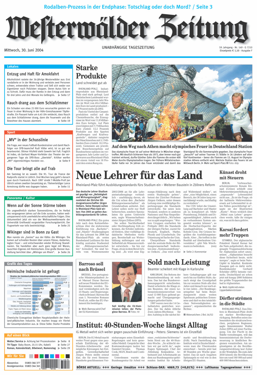 Westerwälder Zeitung vom Mittwoch, 30.06.2004