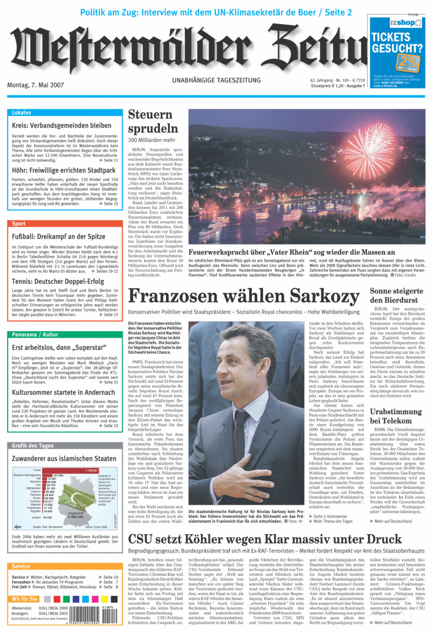 Westerwälder Zeitung vom Montag, 07.05.2007