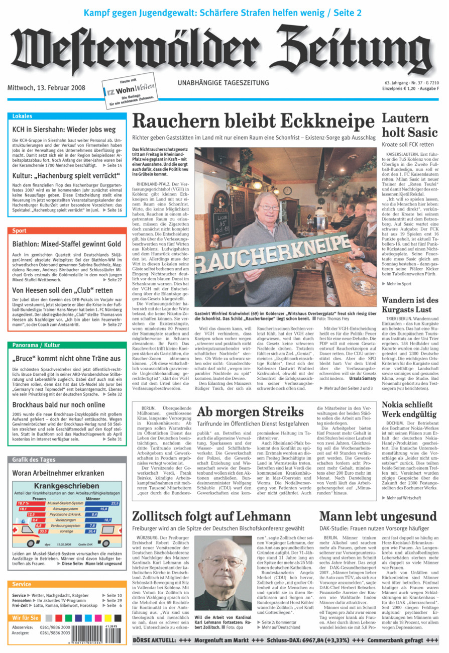 Westerwälder Zeitung vom Mittwoch, 13.02.2008